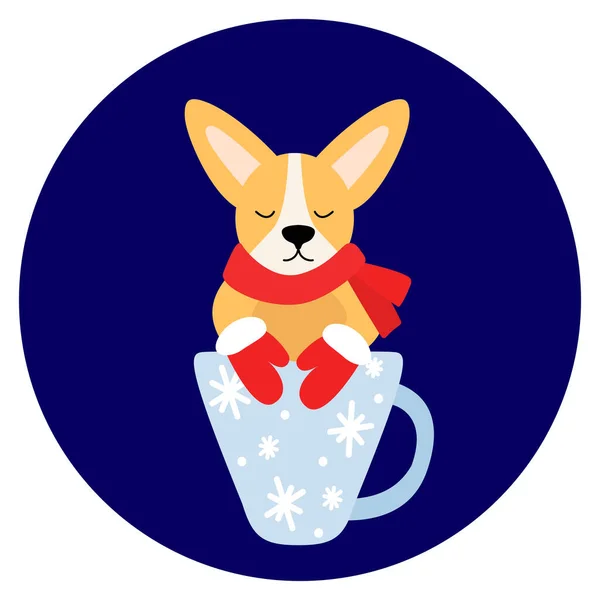 Kerstmok Met Hond Chihuahua Kerst Illustratie — Stockvector