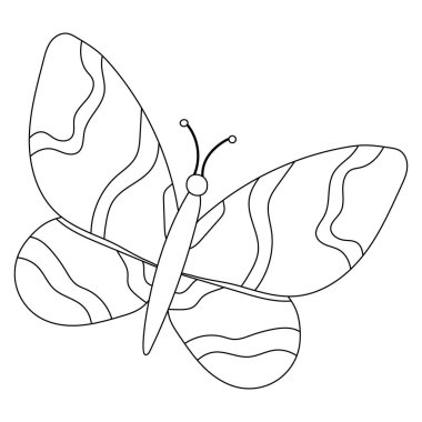 Dekoratif süslemelerle el çizimi kelebek tasviri. Vektör illüstrasyonu