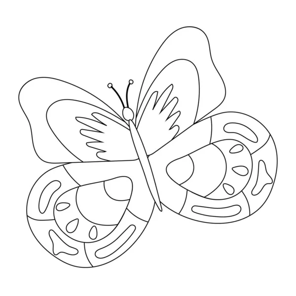 Dekoratif süslemelerle el çizimi kelebek tasviri. Vektör illüstrasyonu
