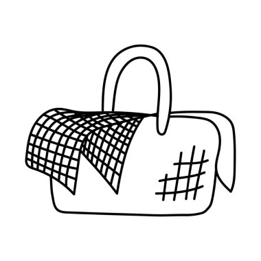 picnic basket doodle icon, vector illustration. Vector illustration