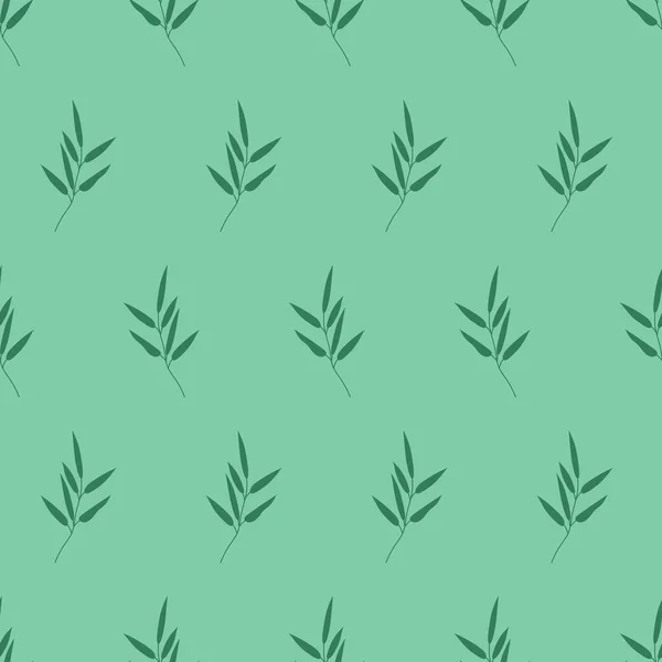 Sfondo Senza Cuciture Stile Natura Verde Vintage Pattern Elementi Foglie — Vettoriale Stock