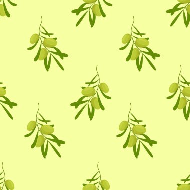 Seamless vector pattern with olive branches. Pattern for wallpaper, beautiful packaging. Vector illustration