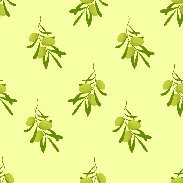 Seamless Vector Pattern Olive Branches Pattern Wallpaper Beautiful Packaging Vector — Archivo Imágenes Vectoriales