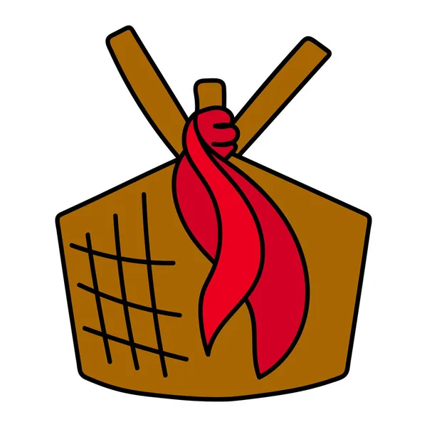 Picnic Basket Doodle Icon Vector Illustration Vector Illustration — Stock Vector