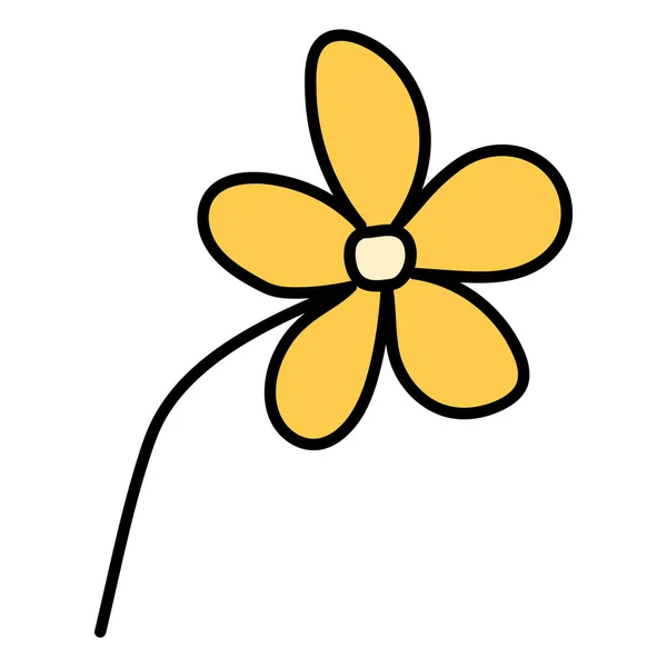 Doodle Φυτό Της Φύσης Χαριτωμένα Fowers Πέταλα Εικονογράφηση Διανύσματος — Διανυσματικό Αρχείο
