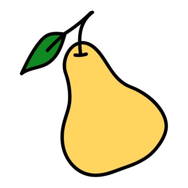 Pear doodle icon. Hand drawn symbol. Vector illustration. Vector illustration