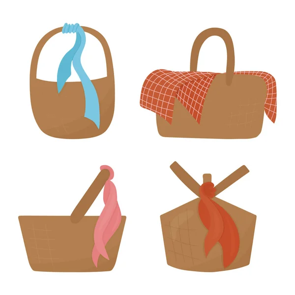 Piknik sepeti karalama ikonu, vektör illüstrasyonunu ayarla. Vektör illüstrasyonu