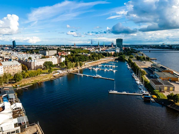 Vista Aérea Del Puerto Riga Adrejosta Mostrando Modernidad Potencial Las — Foto de Stock