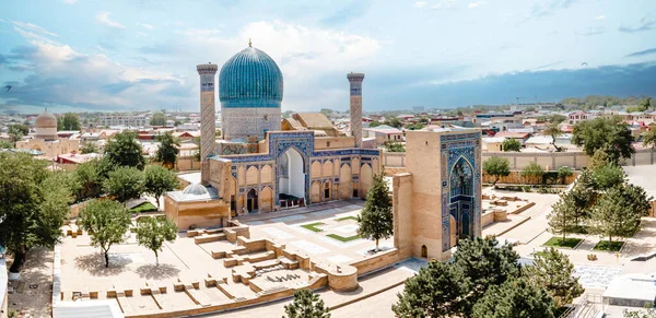 Samarkand Uzbekistan Flygdrönare Syn Gur Amir Mausoleum Den Asiatiska Erövraren — Stockfoto