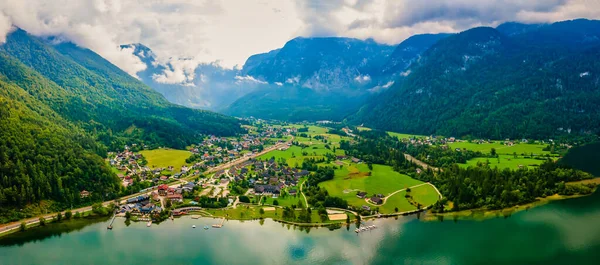 Landskap Vackra Österrike Byn Obertraun Sjön Hallstatt Salzkammergut Landskap Österrikiska — Stockfoto