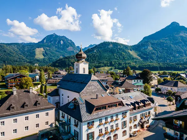 Descubra Beleza Uma Cidade Alpina Lago Wolfgangsee Áustria Destino Perfeito — Fotografia de Stock