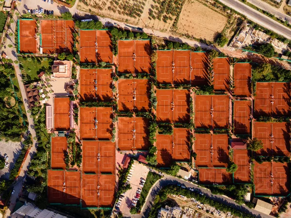 Вид Воздуха Несколько Теннисных Кортов Позволяющий Взглянуть Обширность Организацию Профессионального — стоковое фото