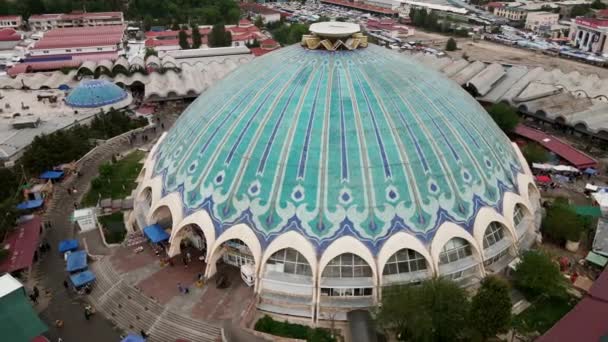Flygfoto Över Chorsu Marknaden Tasjkent Uzbekistan — Stockvideo