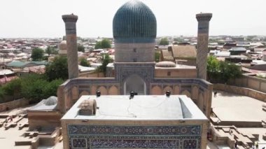 Semerkant Özbekistan hava görüntüsü Gur-e-Amir. Asyalı fatih Timur 'un anıtı. Özbekistan' da Tamerlane 'in ünlü seyahat merkezi olarak da bilinir.