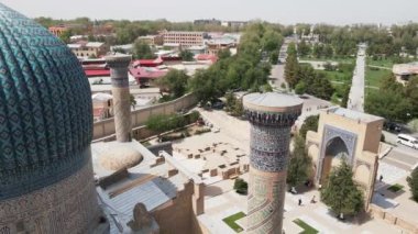 Semerkant Özbekistan hava görüntüsü Gur-e-Amir. Asyalı fatih Timur 'un anıtı. Özbekistan' da Tamerlane 'in ünlü seyahat merkezi olarak da bilinir.