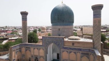 Semerkant Özbekistan hava görüntüsü Gur-e-Amir. Asyalı fatih Timur 'un anıtı. Özbekistan' da Tamerlane 'in ünlü seyahat merkezi olarak da bilinir.