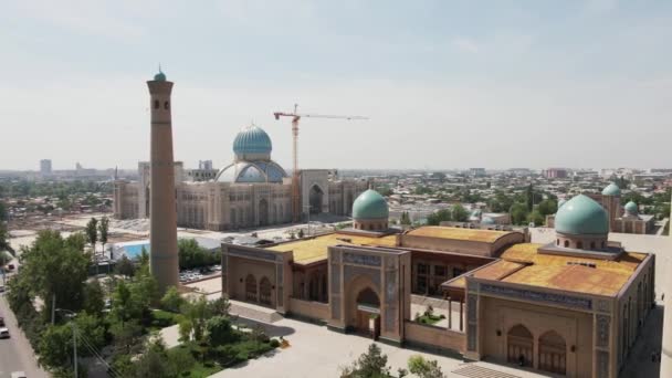 Vista Aérea Mezquita Del Imán Khazrati Taskent Uzbekistán Complejo Del — Vídeos de Stock