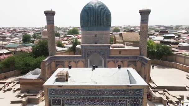 Samarkand Uzbekistan Aerial View Gur Amir Mausoleum Asian Conqueror Timur — Stock Video