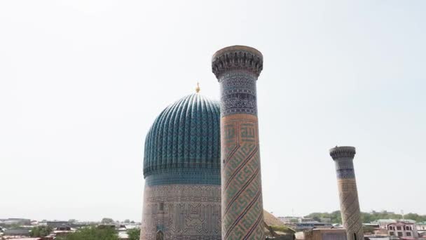 Samarcanda Uzbequistão Vista Aérea Gur Amir Mausoléu Conquistador Asiático Timur — Vídeo de Stock
