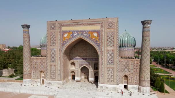 Samarkand Usbekistan Luftaufnahme Des Registan Square Beliebte Touristenattraktion Zentralasiens — Stockvideo