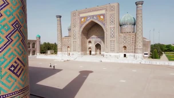 Samarkand Oezbekistan Luchtfoto Van Het Registan Plein Populaire Toeristische Attractie — Stockvideo