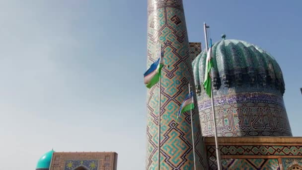 Samarkand Uzbekistan Flygfoto Registan Square Populär Turistattraktion Centralasien — Stockvideo