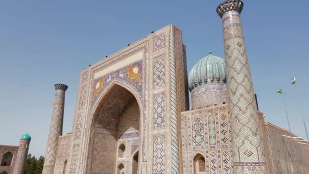 Samarkand Uzbekistan Flygfoto Registan Square Populär Turistattraktion Centralasien — Stockvideo