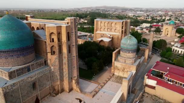 Samarkand Usbekistan Luftaufnahme Der Bibi Khanym Moschee Hauptgebetshaus Und Timurs — Stockvideo