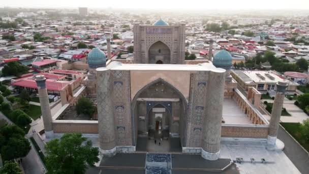 Samarkand Uzbekistan Aerial View Bibi Khanym Mosque Main Place Worship — Stock Video