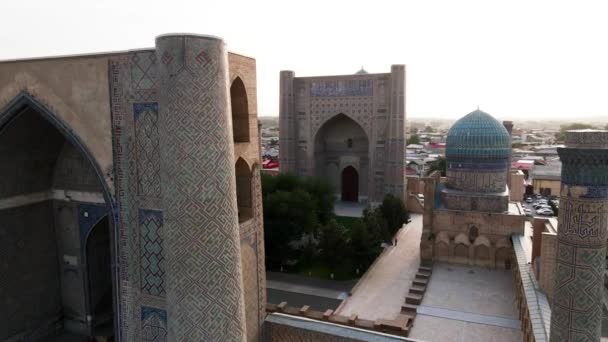 Samarkand Uzbekistan Aerial View Bibi Khanym Mosque Main Place Worship — Stock Video