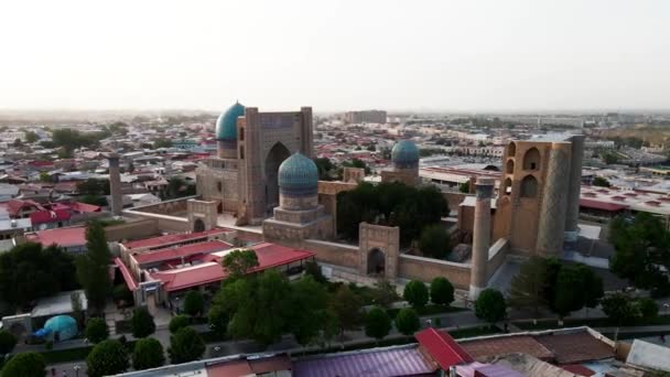Samarkand Uzbekistan Widok Lotu Ptaka Bibi Khanym Meczet Główne Miejsce — Wideo stockowe