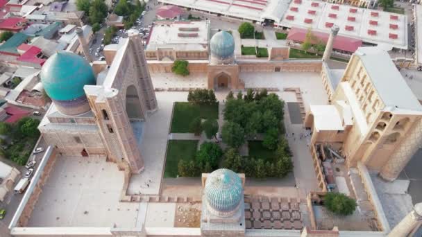 Самарканд Узбекистан Вид Воздуха Мечеть Биби Ханым Главное Место Поклонения — стоковое видео