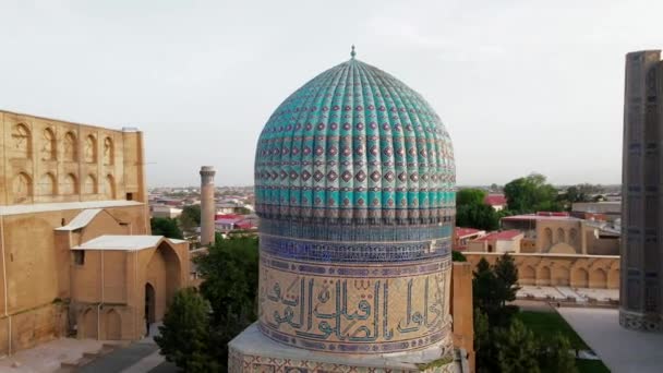 Samarkand Uzbekistán Letecký Pohled Mešitu Bibi Khanym Hlavní Místo Uctívání — Stock video