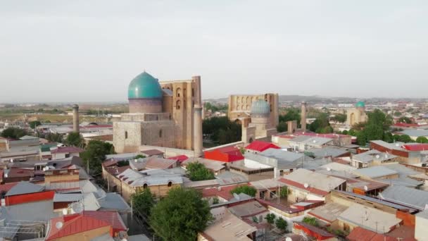 Samarcanda Uzbekistán Vista Aérea Mezquita Bibi Khanym Lugar Principal Culto — Vídeo de stock