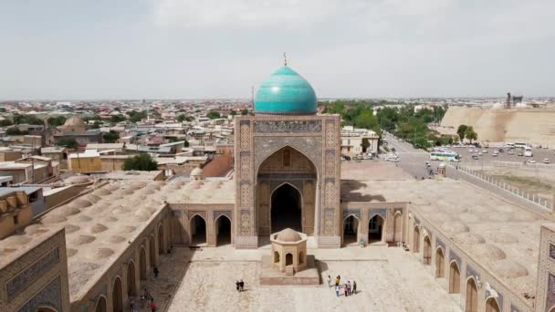 Bukhara Uzbekistan Aerial View Poi Kalan Mosque Citadele Ark Bukhara — Stock Video