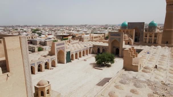Bukhara Uzbekistan Aerial View Poi Kalan Mosque Citadele Ark Bukhara — Stock Video
