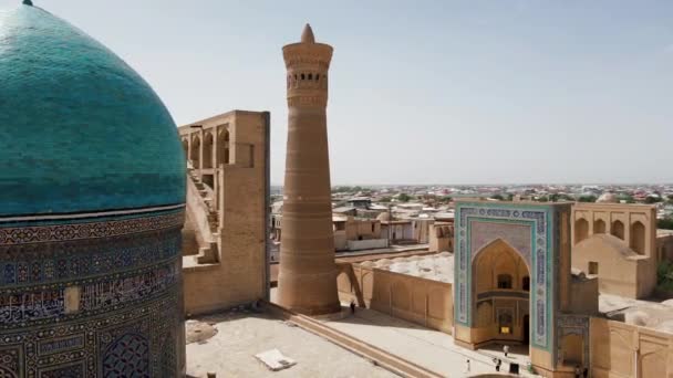 Bukhara Uzbekistan Veduta Aerea Della Moschea Poi Kalan Della Cittadella — Video Stock