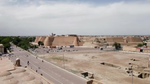 Bukhara Üzbegisztán Légi Kilátás Poi Kalan Mecset Citadele Bárka Bukhara — Stock videók