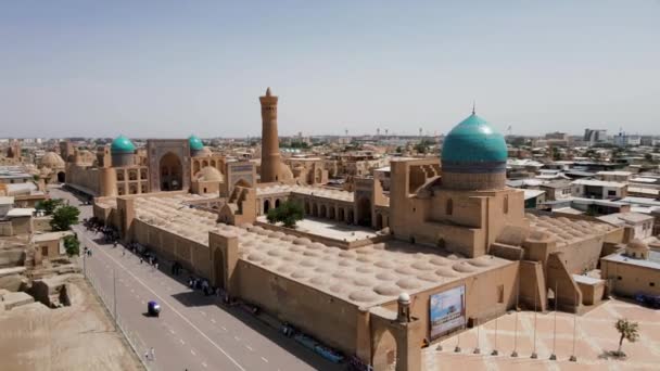 Bucara Uzbequistão Vista Aérea Mesquita Poi Kalan Arca Cidadela Bucara — Vídeo de Stock