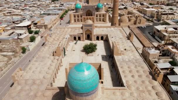 Bukhara Oezbekistan Luchtfoto Van Poi Kalan Moskee Citadele Ark Van — Stockvideo