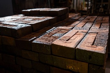 Endüstriyel tuğla üretimi. Fabrikada tuğla üretim hattı