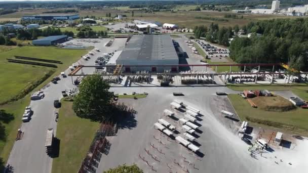 Luchtfoto Van Prefab Betonnen Wandpaneel Fabriek Vervoers Logistiek Milieuconcept — Stockvideo