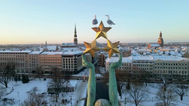 Όμορφη Εναέρια Άποψη Της Πόλης Της Ρίγας Πρωτεύουσα Της Λετονίας — Αρχείο Βίντεο