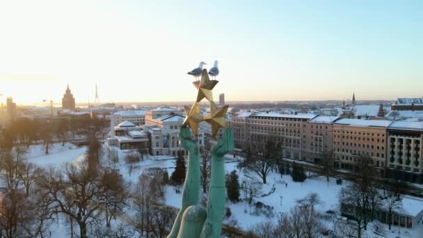Όμορφη Εναέρια Άποψη Της Πόλης Της Ρίγας Πρωτεύουσα Της Λετονίας — Αρχείο Βίντεο