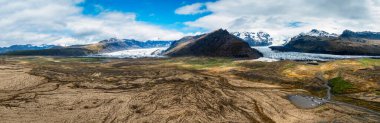 İzlanda 'daki Svnafellskull Buzulu' na Hava Panorama Manzarası.