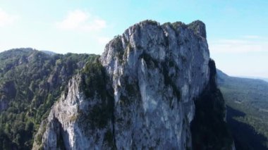 Avusturya Alpleri 'ndeki sık ormanların üzerinde sarp kayalıkları olan göze çarpan bir kaya yüzeyi yükseliyor. Açık gökyüzü dağın heybetli dikeyliğini arttırır.