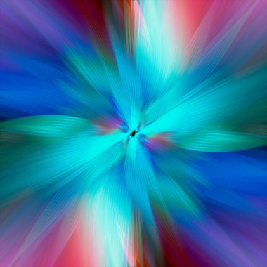 Soyut çok renkli yakınlaştırma efekti arka planı. Dijital olarak oluşturulmuş görüntü. Versicolor ışık ışınları. Renkli radyal bulanıklık, hızlı zumlama hareketi, güneş patlaması ya da yıldız patlaması. Banner Arkaplanı için Kullan