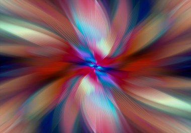 Soyut çok renkli yakınlaştırma efekti arka planı. Dijital olarak oluşturulmuş görüntü. Versicolor ışık ışınları. Renkli radyal bulanıklık, hızlı zumlama hareketi, güneş patlaması ya da yıldız patlaması. Banner Arkaplanı için Kullan