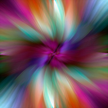 Soyut çok renkli yakınlaştırma efekti arka planı. Dijital olarak oluşturulmuş görüntü. Versicolor ışık ışınları. Renkli radyal bulanıklık, hızlı zumlama hareketi, güneş patlaması ya da yıldız patlaması. Banner Arkaplanı için Kullan