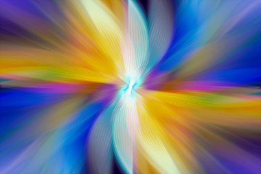 Soyut çok renkli yakınlaştırma efekti arka planı. Dijital olarak oluşturulmuş görüntü. Versicolor ışık ışınları. Renkli radyal bulanıklık, hızlı zumlama hareketi, güneş patlaması ya da yıldız patlaması. Banner Arkaplanı için Kullan